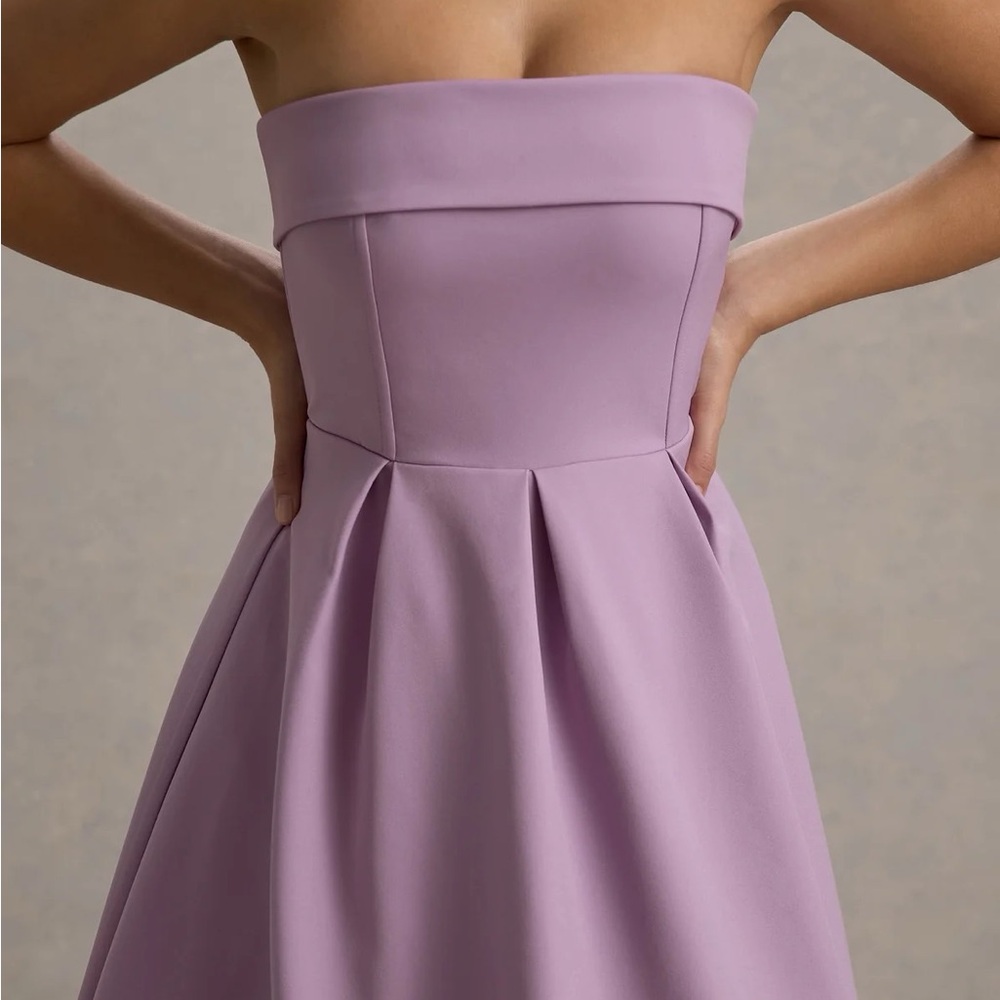 Club L London Strapless Lilac Bandeau Skater Midi Dress